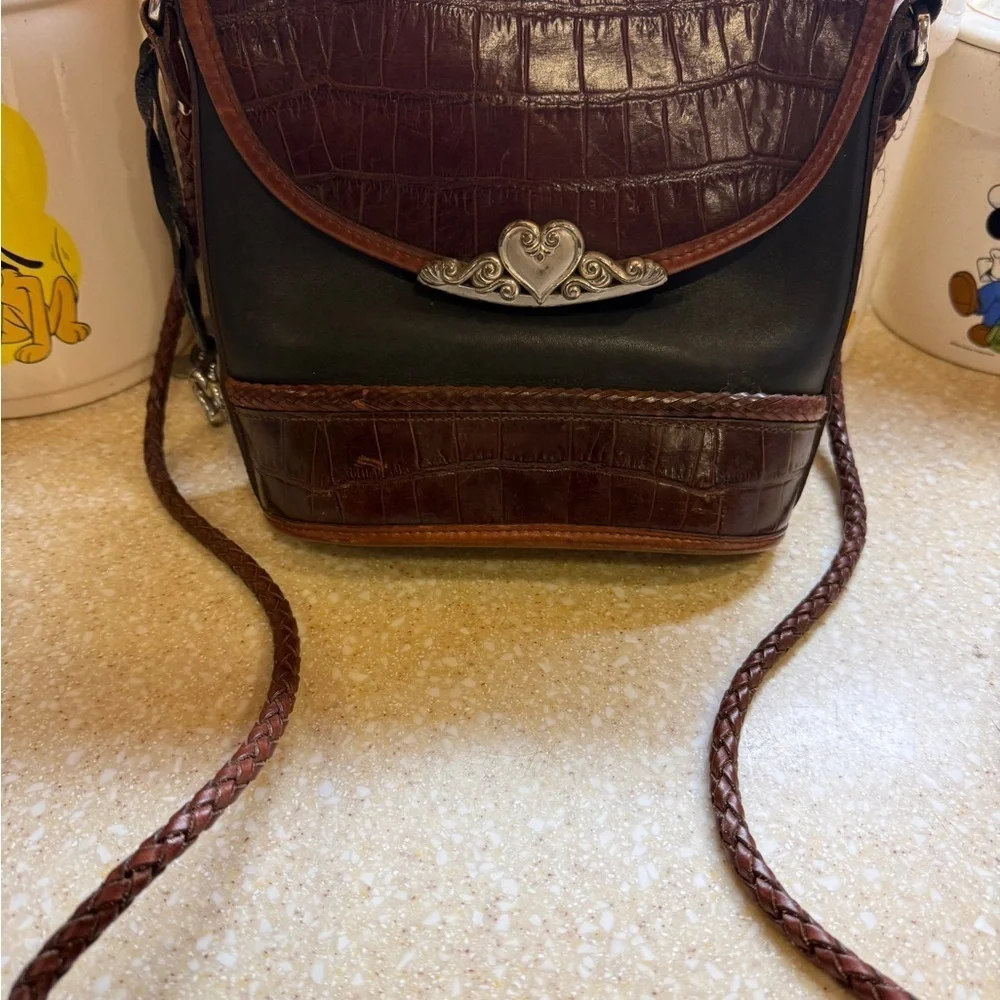 Vintage Brighton Brown and Black Croc-Embossed Purse Small 2 tone Bag